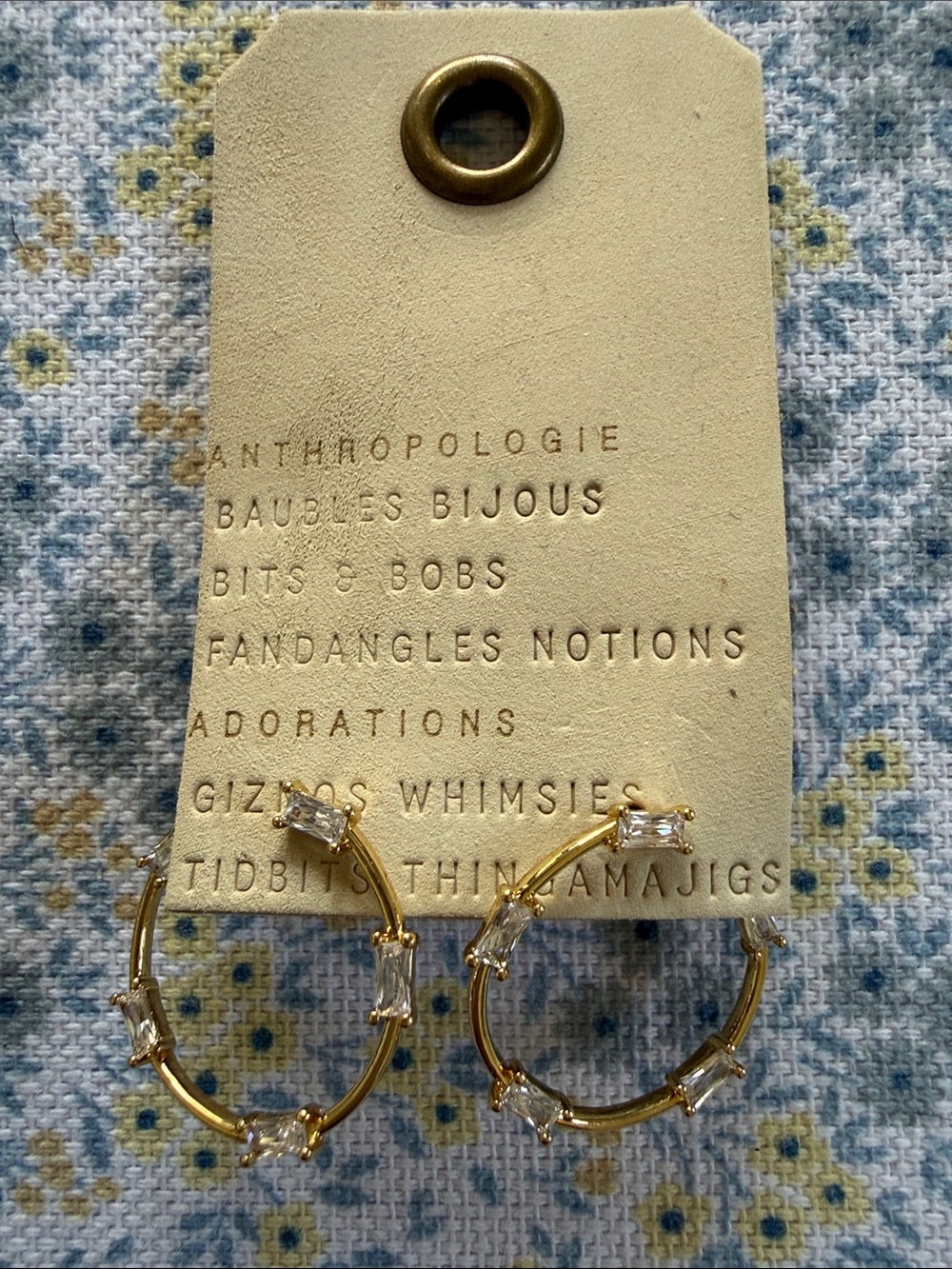 Anthropologie Gold tone & crystal earrings